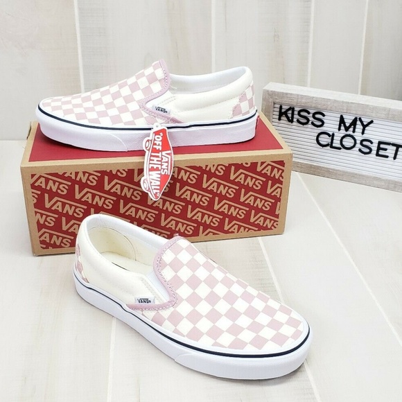 vans checkerboard pink slip on